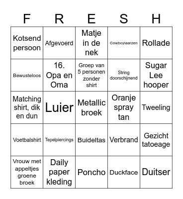 Freshtival bingo Card