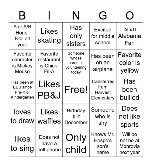 END OF YEAR Bingo Card