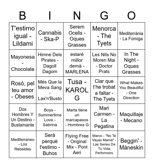 BINGO MUSICAL 2024 Bingo Card
