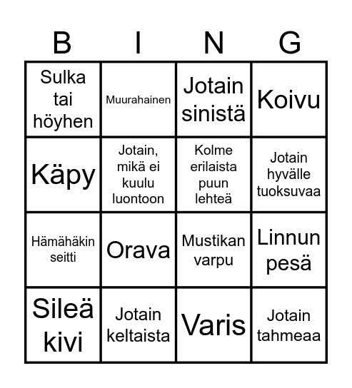 Luontobingo Card