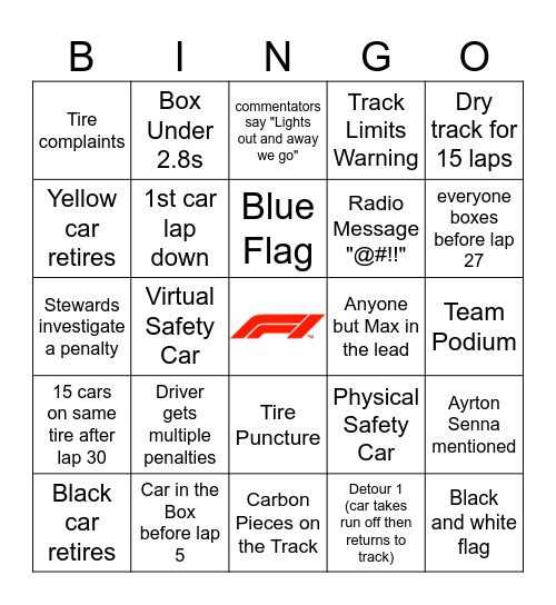 ITALIAN GP 2024 Bingo Card