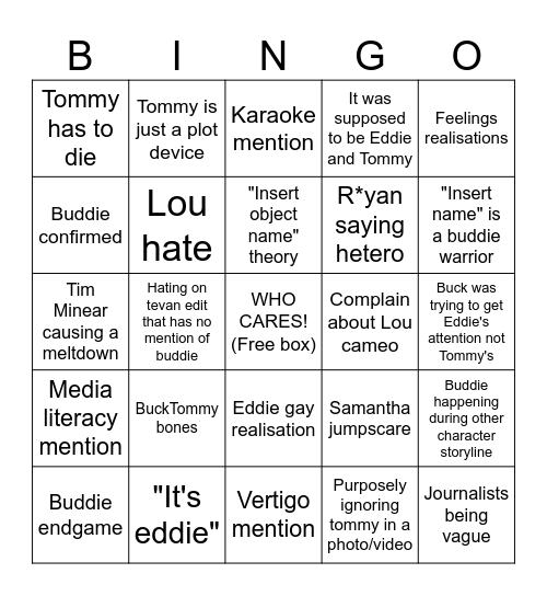 BOB Bingo Card