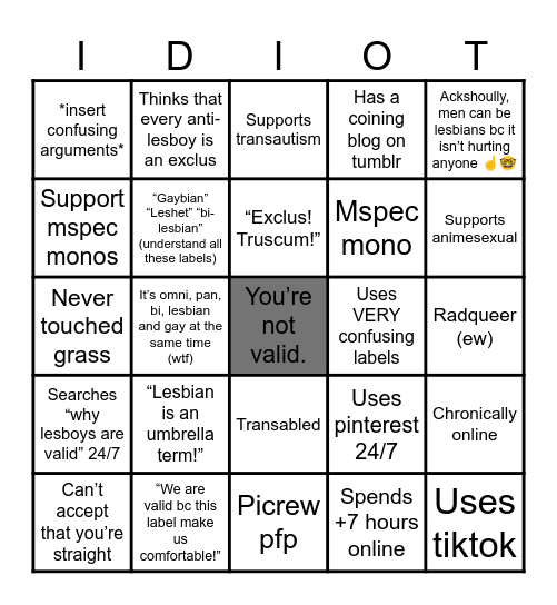 Lesboy bingo Card