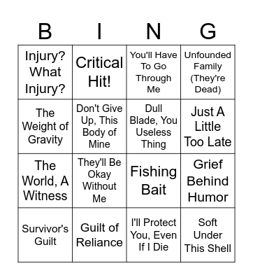 Angst Bingo of Mount Hua Bingo Card