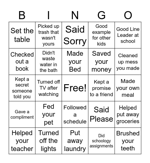Mari Petal-Responsible for what you say & do Bingo Card