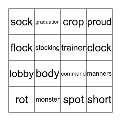 spelling Bingo Card