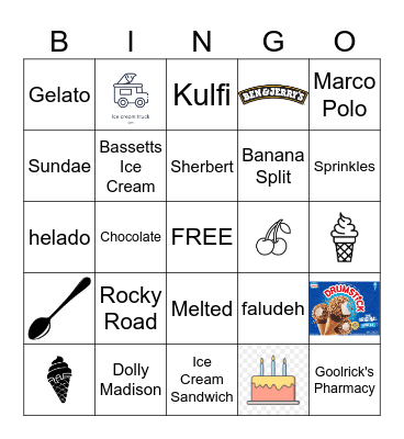 Ice Cream Bingo Card