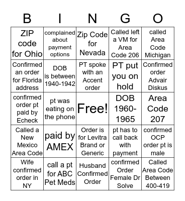 SALES  Bingo Card