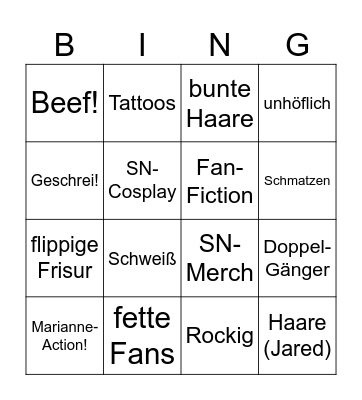 Supernatural-Bingo! Bingo Card