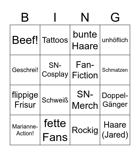 Supernatural-Bingo! Bingo Card