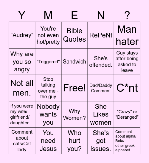 Miss. Andry Hurt Men Stream Bingo Card
