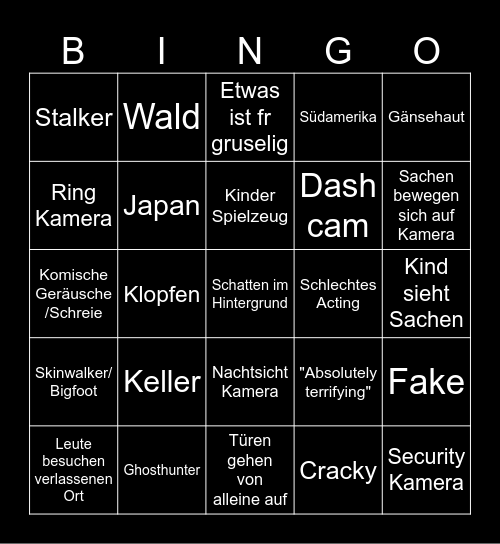 Horror Bingo (Nuke's top 5) Bingo Card