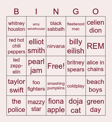 TOP 30 BEST ALBUMS Bingo Card