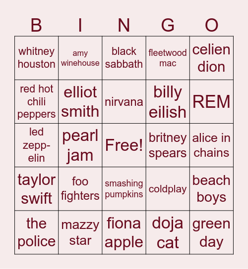 TOP 30 BEST ALBUMS Bingo Card
