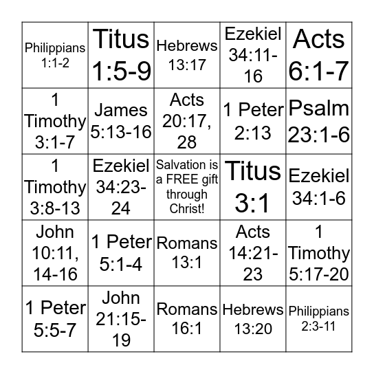 "Scripture Bingo" Bingo Card