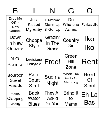 There Orleans Music Bingo Card