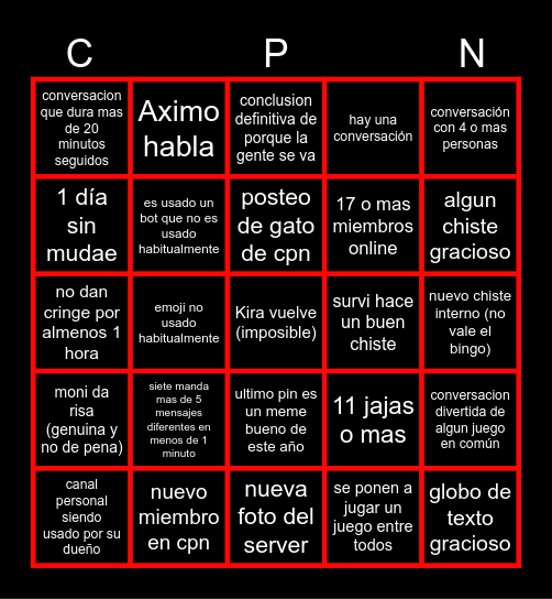 Bingo del estado actual de CPN (IMPOSIBLE) Bingo Card