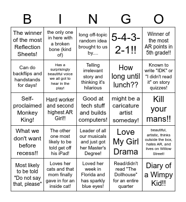English Class 3 Bingo Card