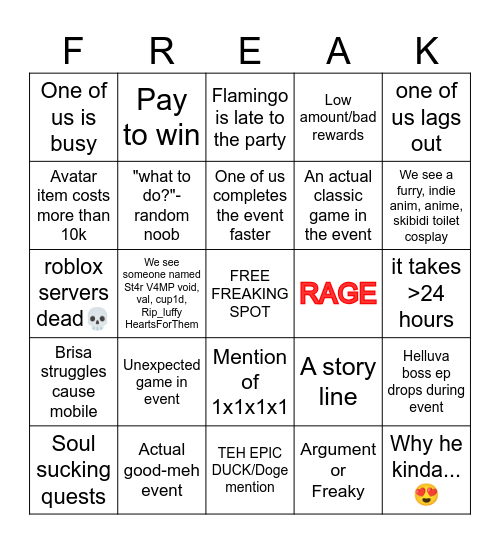 skibidi Bingo Card