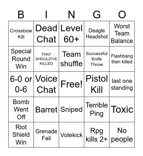 Bombline Roblox Bingo Card