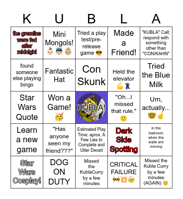 Officially Unofficial Kubla Bingo (less chaos) Bingo Card
