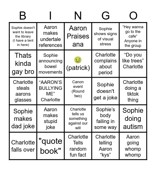 AGGGHHH Bingo Card