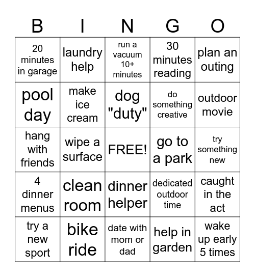 Summer 2024 Bingo Card