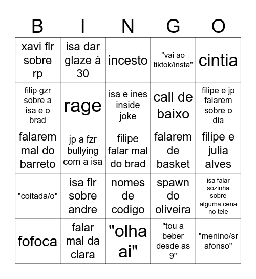 CALL Bingo Card