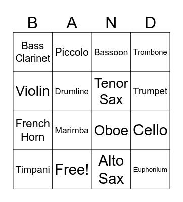 Band Bingo Card