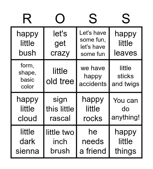 BOB ROSS BINGO Card