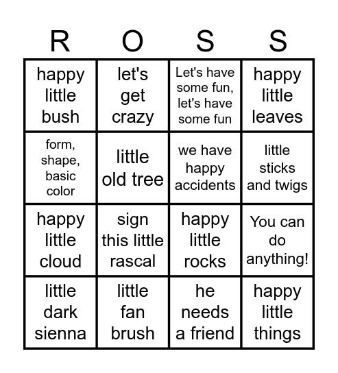 BOB ROSS BINGO Card