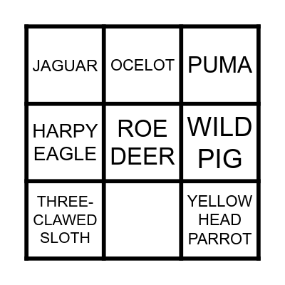 FOREST ANIMALS BINGO Card