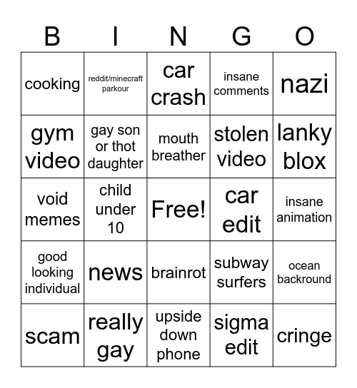 insta bingo Card