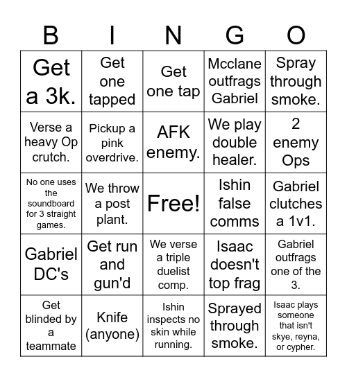 Val Bingo Card