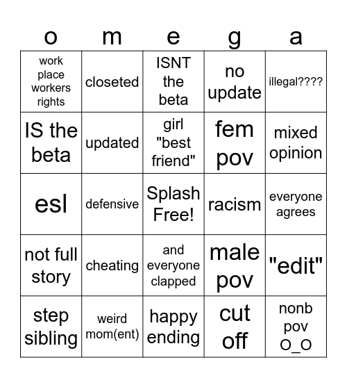 am i the beta Bingo Card