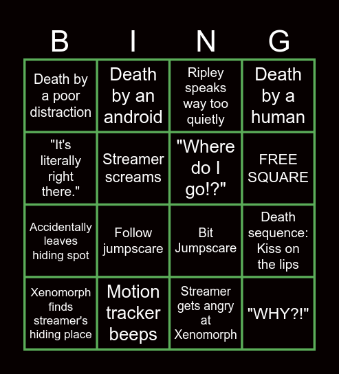 Alien: Isolation Stream Bingo Card