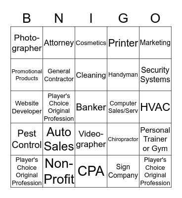 BNIGO Bingo Card