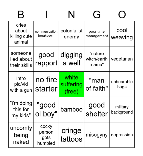 NAKEY & AFEARED Bingo Card