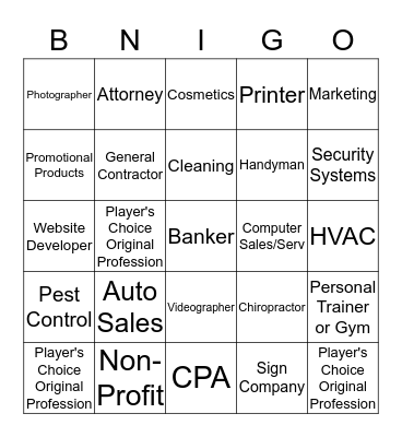 BNIGO Bingo Card
