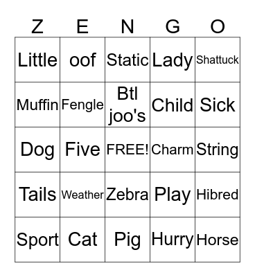 Zengo Bingo Card