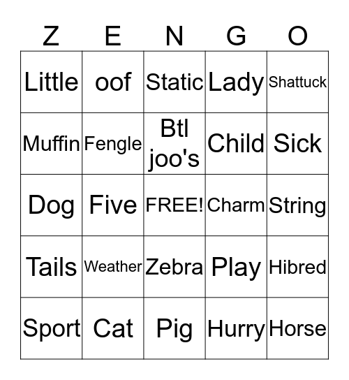Zengo Bingo Card