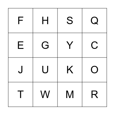 ABC Bingo Card