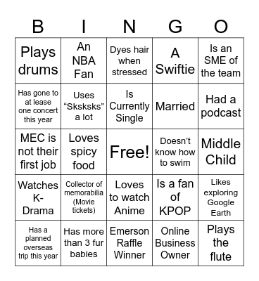 MEC Bingo Card
