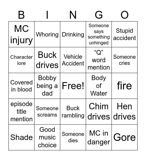 9-1-1 Bingo Card