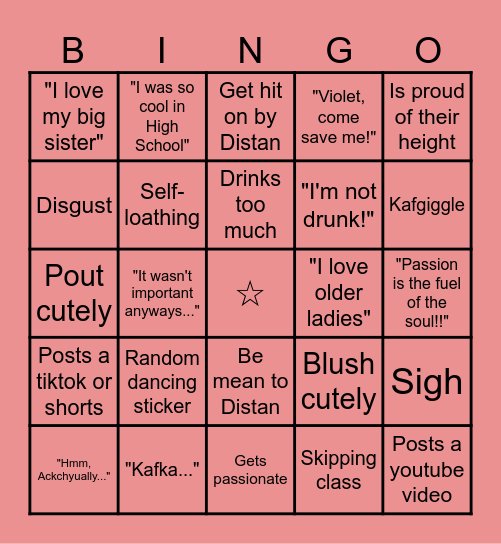 Rei's Bingo Card