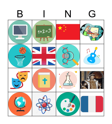 Subjects Bingo Card