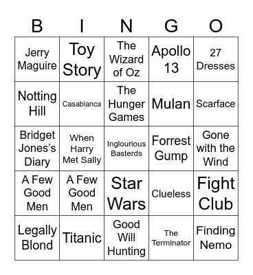 Movie Lines Bingo Card