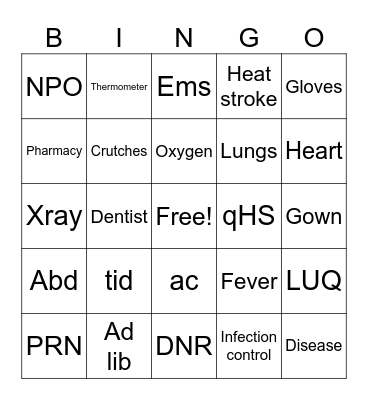 Nurse Camp Bingo Card