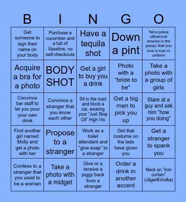 Harry’s Big Day Out Bingo Card