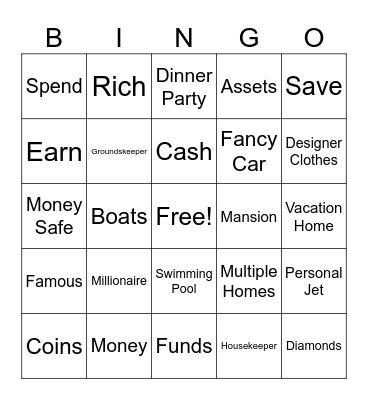 Millionaire Bingo Card